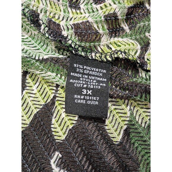 Cha Cha Vente Dress Women 3X Black Green Tropical Knit Coverup Mini Casual - Picture 15 of 16